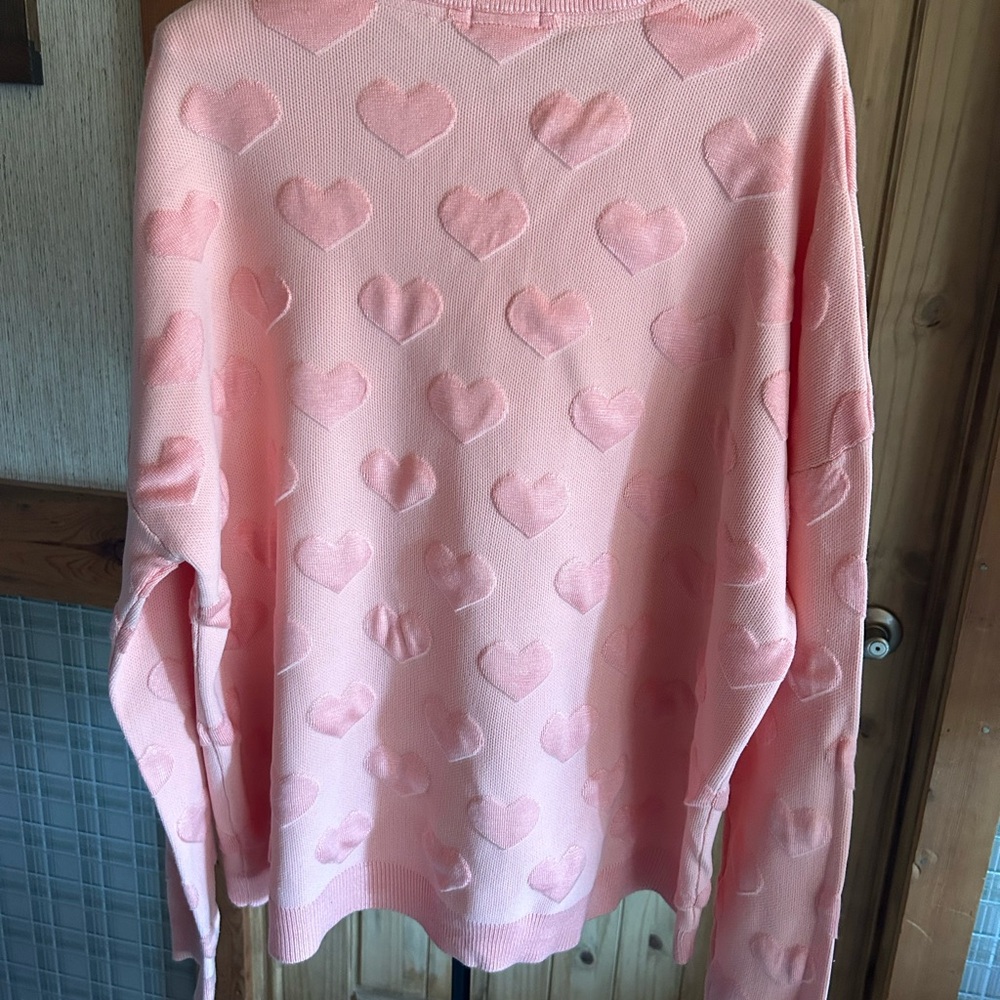 Pink Heart Pattern Sweater - Picture 3 of 7